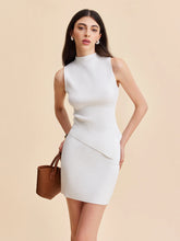 Asymmetrical Hem Knit Skirt Set